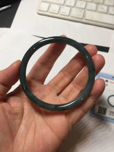 Load image into Gallery viewer, 57.3mm Certified Type A 100% Natural light green/blue/gray Guatemala slim round cut Jadeite bangle BP204-1007