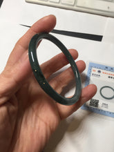 Load image into Gallery viewer, 57.3mm Certified Type A 100% Natural light green/blue/gray Guatemala slim round cut Jadeite bangle BP204-1007