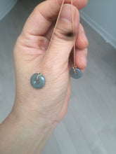 Load image into Gallery viewer, 12.5mm 100% Natural blue gray green safe and sound donut button Guatemala jadeite Jade dangling earring AM76