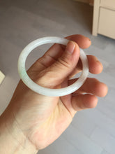 Load image into Gallery viewer, 54.5mm certified 100% natural Type A white/sunny green round cut jadeite jade bangle BL50-3524