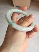 Load image into Gallery viewer, 55mm Certified type A 100% Natural sunny green/white round cut Jadeite bangle BN76