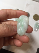 Load image into Gallery viewer, 100% natural type A sunny green white purple jadeite jade leaf pendant group PB46