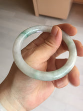 Load image into Gallery viewer, 55mm Certified type A 100% Natural sunny green/white round cut Jadeite bangle BN76