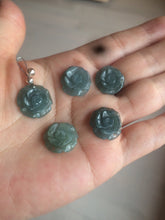 Load image into Gallery viewer, 100% Natural blue gray green  Guatemala jadeite Jade flower pendant group BH61