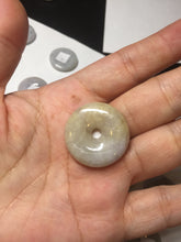 Load image into Gallery viewer, 24-25mm Type A 100% Natural light purple/yellow/white Jadeite Jade Safety Guardian Button donut Pendant/worry stone group BM54