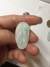 Load image into Gallery viewer, 100% natural type A sunny green white purple jadeite jade leaf pendant group PB46