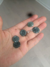 Load image into Gallery viewer, 100% Natural blue gray green  Guatemala jadeite Jade flower pendant group BH61