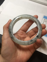 Load image into Gallery viewer, 60mm certified Type A 100% Natural icy watery light green with green floating flowers Jadeite Jade bangle BK134-7434