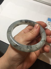 Load image into Gallery viewer, 60mm certified Type A 100% Natural icy watery light green with green floating flowers Jadeite Jade bangle BK134-7434