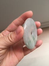 Load image into Gallery viewer, 56.6mm 100% Natural sunny green/purple/gray jadeite Jade big Safety Guardian Button(donut) Pendant/worry stone F143