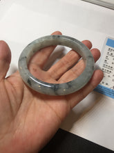 Load image into Gallery viewer, 60mm certified Type A 100% Natural icy watery light green with green floating flowers Jadeite Jade bangle BK134-7434