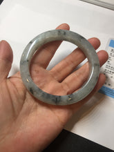 Load image into Gallery viewer, 60mm certified Type A 100% Natural icy watery light green with green floating flowers Jadeite Jade bangle BK134-7434