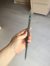 Load image into Gallery viewer, 22cm 100% Natural light green black Xiu Jade Serpentine vantage fish square style hairpin AW21