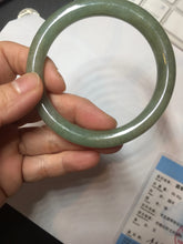 Load image into Gallery viewer, 55mm certified 100% natural Type A dark green round cut jadeite jade bangle PB121-3449