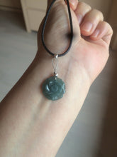 Load image into Gallery viewer, 100% Natural blue gray green  Guatemala jadeite Jade flower pendant group BH61