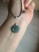 Load image into Gallery viewer, 100% Natural blue gray green  Guatemala jadeite Jade flower pendant group BH61