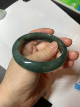 Load image into Gallery viewer, 57.5mm certified type A 100% Natural icy watery dark green/black Jadeite jade bangle AM71-1090