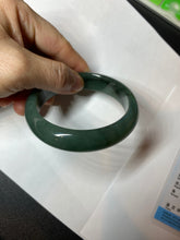 Load image into Gallery viewer, 57.5mm certified type A 100% Natural icy watery dark green/black Jadeite jade bangle AM71-1090