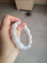 Load image into Gallery viewer, 55.8mm 100% natural white light pink purple carved flowers Quartzite (Shetaicui jade) bangle SY66