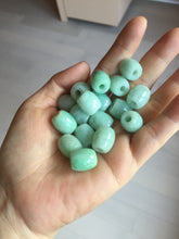 Load image into Gallery viewer, 13.5/12.5mm Type A 100% Natural light apple green/sunny green Jadeite Jade LuluTong (Every road is smooth) olive shape pendant group PA136