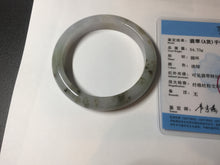 Load image into Gallery viewer, 57.5mm Certified Type A 100% Natural icy watery white purple black brown seaweeds and golden sand Jadeite Jade bangle H159-7064