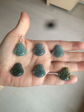 Load image into Gallery viewer, 100% Natural blue gray green  Guatemala jadeite Jade  happy buddha pendant group BH58