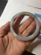 Load image into Gallery viewer, 57.5mm Certified Type A 100% Natural icy watery white purple black brown seaweeds and golden sand Jadeite Jade bangle H159-7064