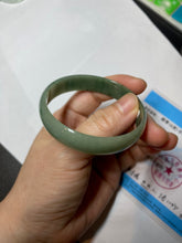 Load image into Gallery viewer, 51.6mm certified Type A 100% Natural oily dark green  thin style Jadeite jade bangle AM73-2825