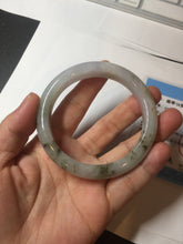 Load image into Gallery viewer, 57.5mm Certified Type A 100% Natural icy watery white purple black brown seaweeds and golden sand Jadeite Jade bangle H159-7064