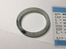Load image into Gallery viewer, 51.5mm certified Type A 100% Natural icy watery light green white oval Jadeite Jade bangle BS65-7412