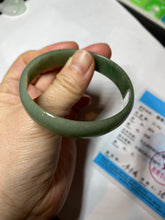 Load image into Gallery viewer, 51.6mm certified Type A 100% Natural oily dark green  thin style Jadeite jade bangle AM73-2825