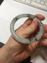 Load image into Gallery viewer, 54.7mm certified Type A 100% Natural icy watery light green with green floating flowers round cut Jadeite Jade bangle BK136-7343