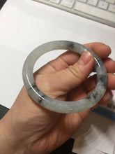 Load image into Gallery viewer, 54.7mm certified Type A 100% Natural icy watery light green with green floating flowers round cut Jadeite Jade bangle BK136-7343