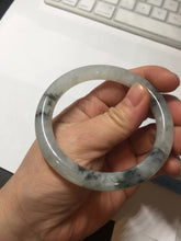 Load image into Gallery viewer, 54.7mm certified Type A 100% Natural icy watery light green with green floating flowers round cut Jadeite Jade bangle BK136-7343