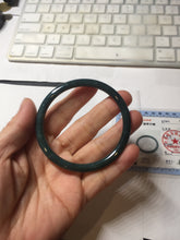 Load image into Gallery viewer, 57.3mm Certified Type A 100% Natural light green/blue/gray Guatemala slim round cut Jadeite bangle BP223-1022
