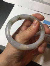 Load image into Gallery viewer, 57.5mm Certified Type A 100% Natural icy watery white purple black brown seaweeds and golden sand Jadeite Jade bangle H159-7064