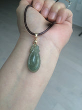Load image into Gallery viewer, 100% Natural type A icy oily dark green Jadeite Jade seashell (福贝)  pendant F146