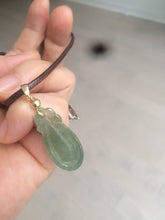 Load image into Gallery viewer, 100% Natural type A icy oily dark green Jadeite Jade seashell (福贝)  pendant F146