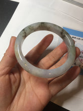 Load image into Gallery viewer, 57.5mm Certified Type A 100% Natural icy watery white purple black brown seaweeds and golden sand Jadeite Jade bangle H159-7064