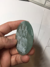 Load image into Gallery viewer, 52.5mm 100% natural blue/gray with fly snow Guatemala  jadeite jade Guanyin (观音) safe and sound pendant/worry stone/decor AA25