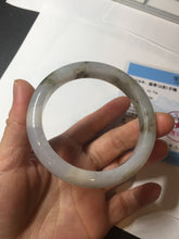 Load image into Gallery viewer, 57.5mm Certified Type A 100% Natural icy watery white purple black brown seaweeds and golden sand Jadeite Jade bangle H159-7064