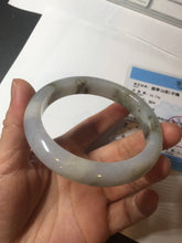 Load image into Gallery viewer, 57.5mm Certified Type A 100% Natural icy watery white purple black brown seaweeds and golden sand Jadeite Jade bangle H159-7064