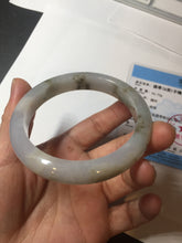 Load image into Gallery viewer, 57.5mm Certified Type A 100% Natural icy watery white purple black brown seaweeds and golden sand Jadeite Jade bangle H159-7064