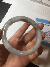 Load image into Gallery viewer, 57.5mm Certified Type A 100% Natural icy watery white purple black brown seaweeds and golden sand Jadeite Jade bangle H159-7064