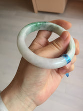 Load image into Gallery viewer, 56mm certified 100% natural icy watery light white/sunny green jadeite jade bangle BN72-3878