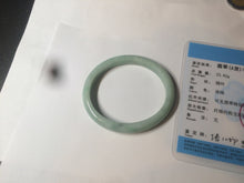 Load image into Gallery viewer, 49mm certified 100% natural Type A light green/white oval jadeite jade bangle BG28-5445