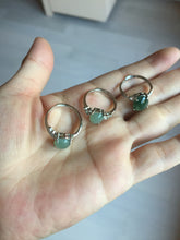 Load image into Gallery viewer, 100% natural type A icy watery green dark green four-prong jadeite jade ring group BP144