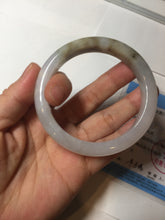 Load image into Gallery viewer, 57.5mm Certified Type A 100% Natural icy watery white purple black brown seaweeds and golden sand Jadeite Jade bangle H161-7033