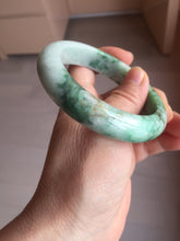 Load image into Gallery viewer, 57.7mm certified 100% natural type A sunny green/black jadeite jade bangle AU52-0234