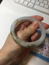 Load image into Gallery viewer, 57.5mm Certified Type A 100% Natural icy watery white purple black brown seaweeds and golden sand Jadeite Jade bangle H161-7033